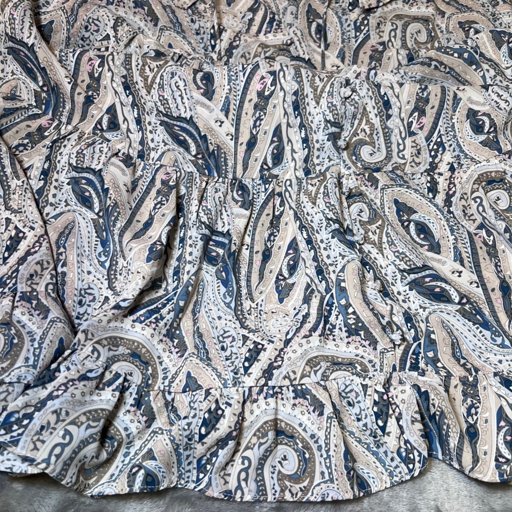 Grace Karma Womens Size XL Tiered Dress Paisley Long Sleeve Ruffle Collar Boho - Picture 7 of 14